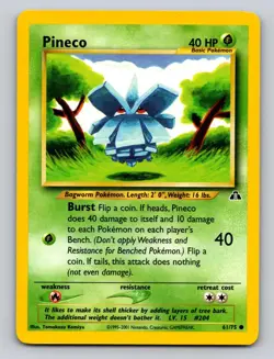 Pineco 61/75 Common Neo Discovery Pokemon Unlimited LP - Image 1