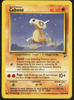 Cubone 70/130 Base Set 2 Unlimited LP Pokemon TCG 2000 - Image 1