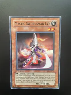 Yugioh Mystic Swordsman LV2 SD5-EN013 1st Edition Common Damaged - Image 1