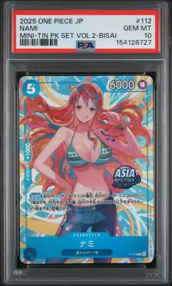 Nami PSA10 2025 One Piece Japanese Mini-Tin Pack Set Vol.2-Bisai #112 - Image 1