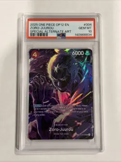 2025 ONE PIECE OP12-LEGACY OF THE MASTER 004 ZORO-JUUROU SPECIAL ALT ART PSA 10 - Image 1
