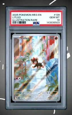 POKEMON 2025 MEG EN-MEGA EVOLUTIONS Litleo 139 PSA 10 GEM MINT ILLUSTRATION RARE - Image 4
