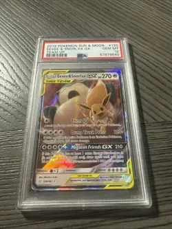 2019 Pokemon PSA 10 Eevee & Snorlax GX 120/181 Sun & Moon Team Up - Image 1