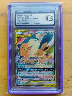 Pokemon Eevee & Snorlax GX SM169 Tag Team Team Up Tin Promo - CGC 9.5 Mint+ - Image 1