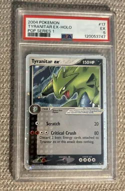 2004 POKEMON POP SERIES 1 #17 TYRANITAR EX-HOLO PSA 5 - Image 1