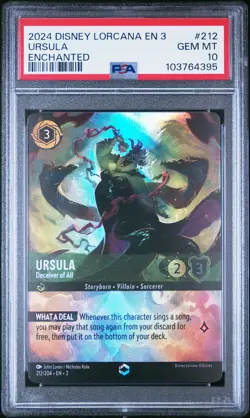 2024 DISNEY LORCANA EN 3-INTO THE INKLANDS #212 URSULA - DECEIVER OF ALL PSA 10 - Image 1