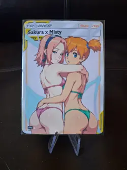 Sakura x Misty | Full Art Custom Made Pokemon Waifu ACG Trainer Art Card Naruto - Image 1