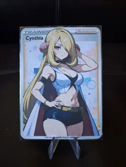 Cynthia | Full Art Custom Made Pokemon Waifu ACG Trainer Art Card | Sexy - Image 1