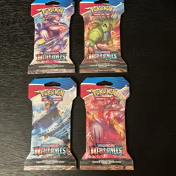 Pokemon TCG Battle Styles Sleeved Booster Pack LOT OF 4 PACKS SEALED ART SET - Image 1