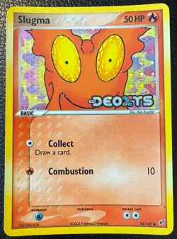 2005 POKEMON TCG SLUGMA EX DEOXYS REVERSE HOLO STAMPED 74/107 NM - Image 1