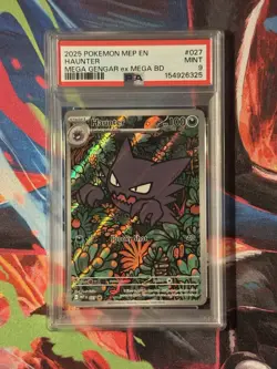 2025 POKEMON MEP EN-ME BLACK STAR PROMO #027 HAUNTER PSA 9 - Image 1