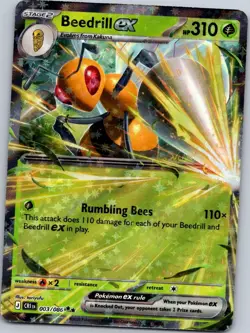 Pokemon Beedrill ex 003/086 ME04: Chaos Rising Double Rare NM Holo TCG - Image 1
