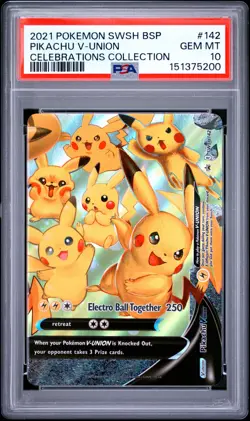 2021 POKEMON SWSH BLACK STAR PROMO #142 PIKACHU V-UNION PSA 10 - Image 1
