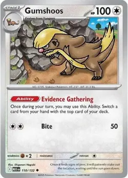 1x Gumshoos (#110/132) - Reverse Holofoil NM Eng Pokemon - ME01: Mega Evolution - Image 1