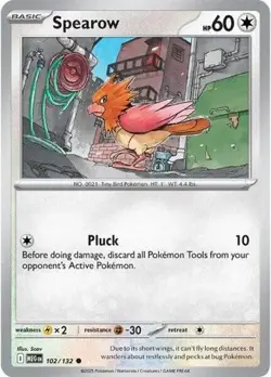 1x Spearow (#102/132) - Reverse Holofoil NM Eng Pokemon - ME01: Mega Evolution - Image 1