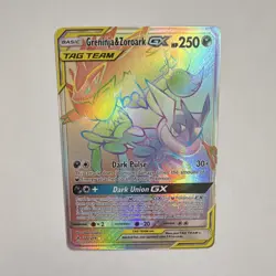 Pokemon Unbroken Bonds Greninja & Zoroark GX 222/214 TAG TEAM Rainbow FA - MINT - Image 2