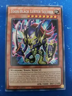 Yugioh Toon Black Luster Soldier BLCR-EN065 Secret Rare 1st Edition - Image 1