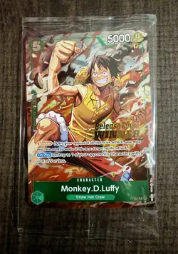 Monkey.D.Luffy P-135 Winner Stamp OP16 Pre-Release Event Promo Card Sealed - Image 1