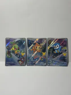 Pokemon First Partner Illustration Turtwig Chimchar Piplup Promo Cards - Image 1