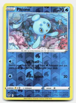 Phione 045/195 Rare Silver Tempest Pokemon Reverse Holo Near Mint - Image 1