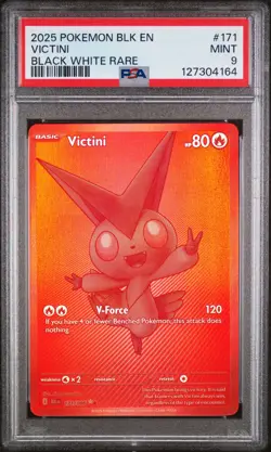 PSA 9 Mint Victini 171/086 Black White Rare - Red Holo - Pokemon BLK SV10.5 - Image 1