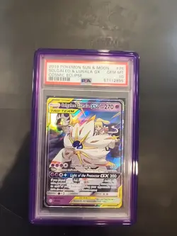 Pokemon Solgaleo & Lunala GX 75/236 PSA 10 GEM Sm Cosmic Eclipse Tag Team Holo - Image 1
