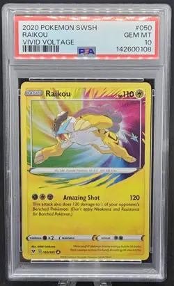 2021 POKEMON SWSH VIVID VOLTAGE RAIKOU #050/185 AMAZING RARE HOLO PSA 10 - Image 1