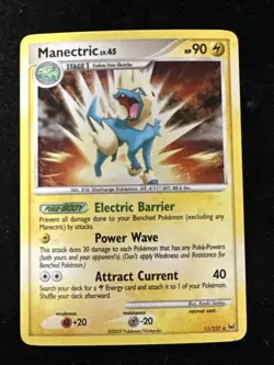 TCG Manectric (11/127) Pokemon Platinum Vintage Holo Rare - LP Cosmos Swirl - Image 1
