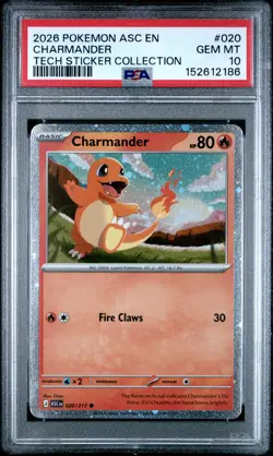 2026 POKEMON ASC EN-ASCENDED HEROES TECH STICKER COLLECTION CHARMANDER PSA 10 - Image 1