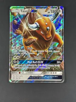 Tauros GX 100/149 Sun & Moon Ultra Rare Full Art Pokemon TCG Near Mint - Image 1