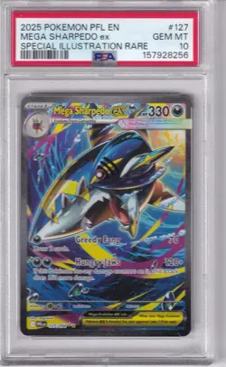 Gem Mint PSA 10 2025 Mega Sharpedo ex 127/094 Pokemon Phantasmal Flames SIR - Image 1