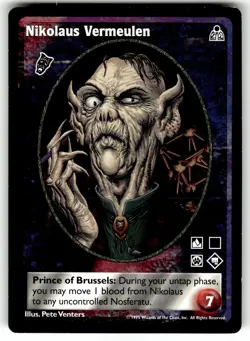 1995 Vampire: The Eternal Struggle CCG: Dark Sovereigns Card Nikolaus Vermeulen - Image 1