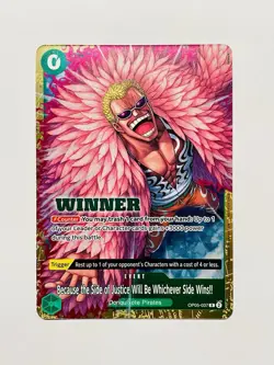 CARD ONE PIECE TCG - Donquixote Doflamingo Justice Winner Promo alt art mint eng - Image 1