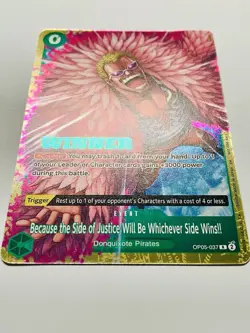 CARD ONE PIECE TCG - Donquixote Doflamingo Justice Winner Promo alt art mint eng - Image 4