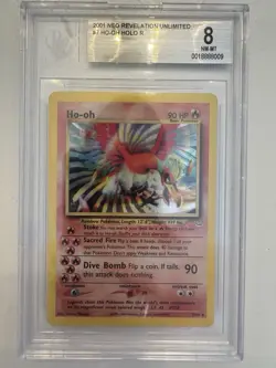 Pokemon TCG Ho-Oh Neo Revelation Holo Card 7/64 Beckett 8 - Image 1