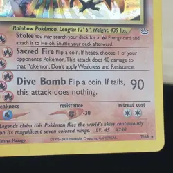 WHOLE SWIRL 🌀💫 Ho-oh 7/64 Neo Revelation Unlimited Holo Rare 2000 Pokemon Card - Image 4