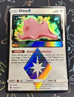 Ditto 154/214 Prism Star Lost Thunder 2018 Holo Rare Pokemon Card TCG - Image 1