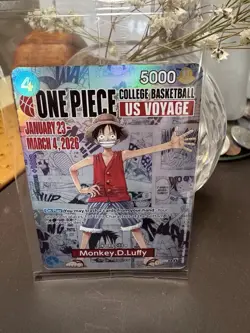 One Piece Monkey.D.Luffy College Basketball US Voyage Promo Card with Poster - Image 1