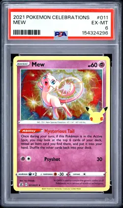 2021 POKEMON CELEBRATIONS #011 MEW PSA 6 - Image 1