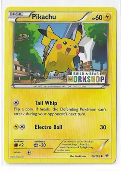 Pikachu 20/108 Build-A-Bear Workshop Promo Roaring Skies Pokemon TCG Card LP - Image 1