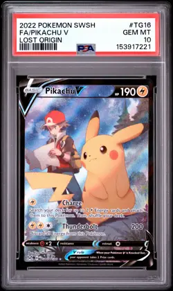 2022 POKEMON SWORD & SHIELD LOST ORIGIN #TG16 FULL ART/PIKACHU V PSA 10 - Image 1