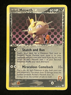 🔥 Pokemon TCG: 2004 Vintage Rocket’s Meowth 46/109 Team Rocket Returns EX 🔥 - Image 1