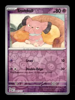 SV03: Obsidian Flames Pokemon TCG Snubbull Common Reverse Holo - Image 1