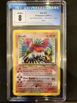Pokemon Ho-Oh Neo Revelation Unlimited Holo Rare #7 CGC 8 - Image 1