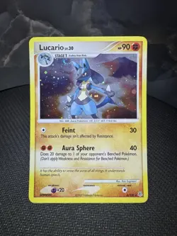 Pokemon Lucario Holo Bleed Swirl Diamond Pearl Rare Card 6/130 Error Pokemon TCG - Image 1