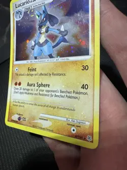 Pokemon Lucario Holo Bleed Swirl Diamond Pearl Rare Card 6/130 Error Pokemon TCG - Image 3