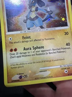 Pokemon Lucario Holo Bleed Swirl Diamond Pearl Rare Card 6/130 Error Pokemon TCG - Image 4