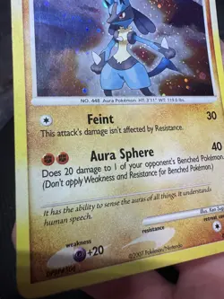 Pokemon Lucario Holo Bleed Swirl Diamond Pearl Rare Card 6/130 Error Pokemon TCG - Image 5