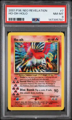 Ho-oh Holo Rare 7/64 2001 Neo Revelation Pokemon English WOTC PSA 8 NM - Image 1