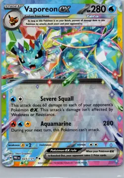 Vaporeon ex 023/131 Prismatic Evolutions Pokemon TCG Holo Double Rare NM - Image 1